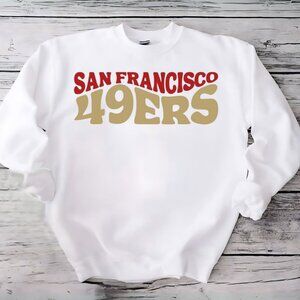 San Francisco 49ers Football White Crewneck Custom Sweatshirt